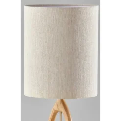 Adesso Mayfair Table Lamp Natural: ETL Listed, Wood Body, Polyester Drum Shade, 27.5" Height