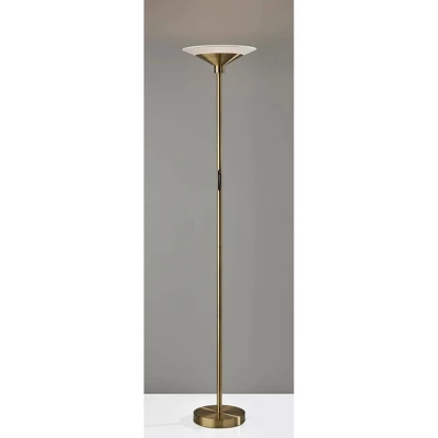 Adesso Solar Torchiere (Includes LED Light Bulb) Antique Brass: Energy-Efficient With Frosted Glass Shade, Touch Dimmer Switch, ETL Listed 1 Adesso Solar Torchiere (Includes LED Light Bulb) Antique Brass: Energy-Efficient With Frosted Glass Shade, Touch Dimmer Switch, ETL Listed