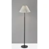 Adesso Jeremy Floor Lamp Black: 60.75" Metal With Linen Shade, 3-Way Rotary Switch, UL Listed