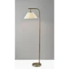 Adesso Hayes Floor Lamp Antique Brass: ETL Listed, Linen Drum Shade, Metal Body, Rotary Switch