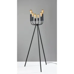 Adesso Rory Floor Lamp Black: Modern Metal Design, ETL Listed, 6 Bulb Capacity, Toggle Switch