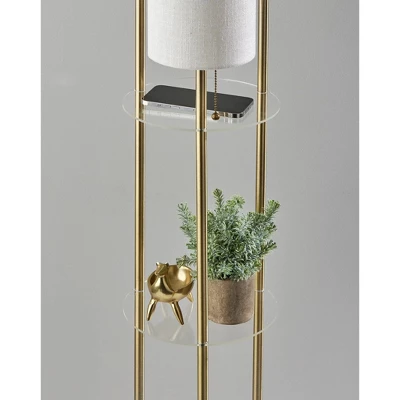 Adesso Trio Floor Lamp Antique Brass: Metal Body, Polyester Shade, ETL Listed, Pull Chain Switch 3 Adesso Trio Floor Lamp Antique Brass: Metal Body, Polyester Shade, ETL Listed, Pull Chain Switch - Image 3