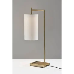 Adesso Matilda Table Lamp: ETL Listed, Polyester Drum Shade, Metal Body, Touch Sensor