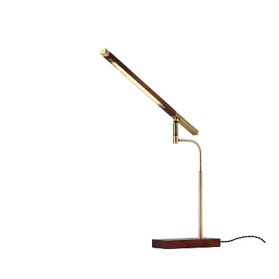 LED Barrett Desk Lamp Walnut/Brass (Includes LED Light Bulb) - Adesso 6 LED Barrett Desk Lamp Walnut/Brass (Includes LED Light Bulb) - Adesso - Image 6