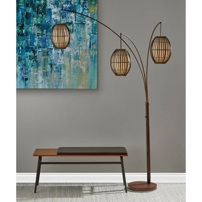 83" Maui Collection 3-Arm Arc Lamp Brown - Adesso 2 83" Maui Collection 3-Arm Arc Lamp Brown - Adesso - Image 2