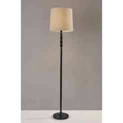 58" 3-way William Floor Lamp Black - Adesso -Adesso GUEST 26871e49 64dc 4f9c ba56 dc001a8613c4