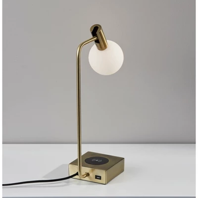 Windsor Charge Table Lamp Antique Brass (Includes LED Light Bulb) - Adesso 4 Windsor Charge Table Lamp Antique Brass (Includes LED Light Bulb) - Adesso - Image 4