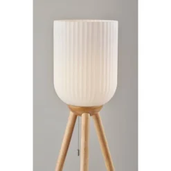 Adesso Kinsley Floor Lamp Natural: Tripod Base, Frosted Ribbed Glass Shade, ETL Listed, 100W -Adesso GUEST 391053ac 3a42 4454 97bb 714efaf70d3d