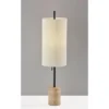 Adesso Eleanor Table Lamp Black: 30" Height, Off-White Pleated Shade, Travertine Base, UL Listed