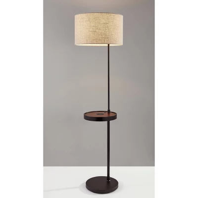 63.5" Oliver Charge Shelf Floor Lamp Black - Adesso 1 63.5" Oliver Charge Shelf Floor Lamp Black - Adesso