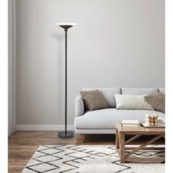 Adesso Solar Torchiere (Includes LED Light Bulb) Black: Modern Metal & Glass, ETL Listed, Dimmable -Adesso GUEST 5282443a 34bf 48b1 8a50 654f748b3c29