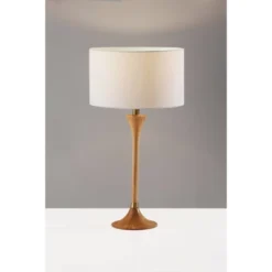 Rebecca Table Lamp Natural Rubberwood With Antique Brass Accent - Adesso -Adesso GUEST 592b5944 1ae0 458d 8b63 267c10df1335