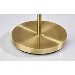 Adesso Evan Floor Lamp Antique Brass: Modern Standing Light With Linen Shade, UL Listed, 3-Way Switch