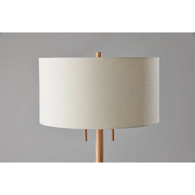 Madeline Floor Lamp Natural Rubberwood Antique Brass - Adesso 2 Madeline Floor Lamp Natural Rubberwood Antique Brass - Adesso - Image 2