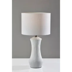 Adesso Marissa Table Lamp White: Ceramic Base, Cotton Drum Shade, ETL Listed, 26" Height