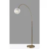 Adesso Magnolia Arc Lamp Brass: Modern Antique Finish, Glass Shade, ETL Listed, 72" Height