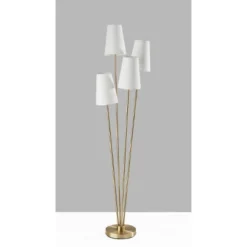 Wentworth Floor Lamp Natural - Adesso: Asymmetrical 4-Arm, Mid-Century Modern Design, Off-White Shades