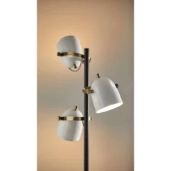 Casey Tree Lamp Black/White/Brass - Adesso -Adesso GUEST 60594cbe fa73 4640 b710 9af26216099c