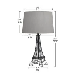 Adesso Eiffel Tower Table Lamp Black/Gray: Acrylic Base, No Assembly, UL Listed, 3-Way Switch -Adesso GUEST 61ca502d 87dc 4f81 a8da 7d9b12221a60