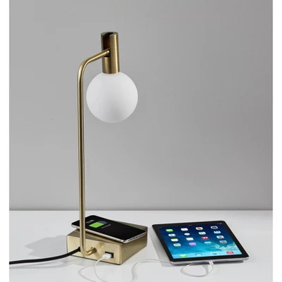 Windsor Charge Table Lamp Antique Brass (Includes LED Light Bulb) - Adesso 3 Windsor Charge Table Lamp Antique Brass (Includes LED Light Bulb) - Adesso - Image 3
