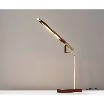 LED Barrett Desk Lamp Walnut/Brass (Includes LED Light Bulb) - Adesso 3 LED Barrett Desk Lamp Walnut/Brass (Includes LED Light Bulb) - Adesso - Image 3