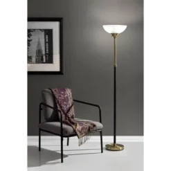 71" Bergen Collection Torchiere Black - Adesso -Adesso GUEST 7f37f265 0077 48e5 bea1 39c46d9541ca