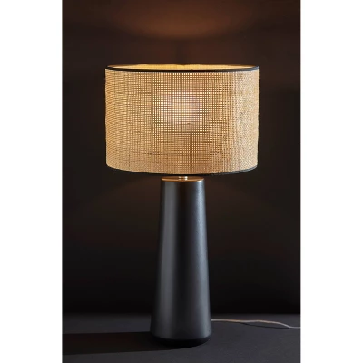 Sheffield Tall Table Lamp Black - Adesso: Ceramic Base, Rattan Shade, ETL Listed, 3-Way Switch 2 Sheffield Tall Table Lamp Black - Adesso: Ceramic Base, Rattan Shade, ETL Listed, 3-Way Switch - Image 2