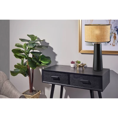 Sheffield Tall Table Lamp Black - Adesso: Ceramic Base, Rattan Shade, ETL Listed, 3-Way Switch 1 Sheffield Tall Table Lamp Black - Adesso: Ceramic Base, Rattan Shade, ETL Listed, 3-Way Switch