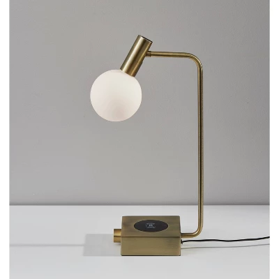 Windsor Charge Table Lamp Antique Brass (Includes LED Light Bulb) - Adesso 2 Windsor Charge Table Lamp Antique Brass (Includes LED Light Bulb) - Adesso - Image 2