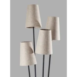 Adesso Wentworth Floor Lamp Black/Natural : Asymmetrical 4-Arm, Beige Linen Shades, ETL Listed -Adesso GUEST 8da7c5fe d447 471c 96f6 cc60c6170bea