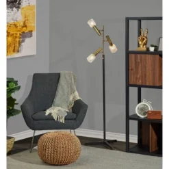 Melvin Antique Brass Floor Lamp (Includes LED Light Bulb) Black - Adesso -Adesso GUEST 8e5aeb4d 53cf 4b27 9e6e d0d5526db214