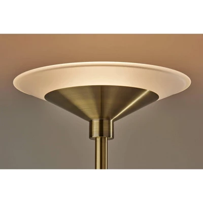 Adesso Solar Torchiere (Includes LED Light Bulb) Antique Brass: Energy-Efficient With Frosted Glass Shade, Touch Dimmer Switch, ETL Listed 2 Adesso Solar Torchiere (Includes LED Light Bulb) Antique Brass: Energy-Efficient With Frosted Glass Shade, Touch Dimmer Switch, ETL Listed - Image 2