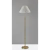 Adesso Jeremy Floor Lamp Antique Brass: Linen Shade, 3-Way Switch, Metal Body, UL Listed