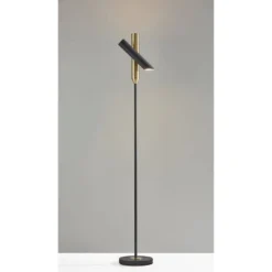 LED Vega Torchiere Black/Brass (Includes LED Light Bulb) - Adesso -Adesso GUEST 9b0bba9e 87eb 4364 a2b8 2b44025d3a74