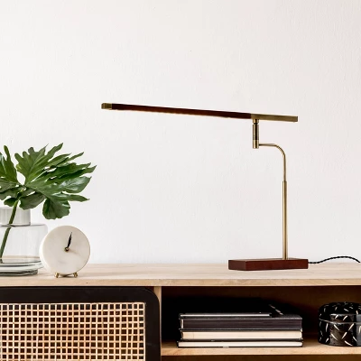 LED Barrett Desk Lamp Walnut/Brass (Includes LED Light Bulb) - Adesso 1 LED Barrett Desk Lamp Walnut/Brass (Includes LED Light Bulb) - Adesso