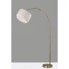 Adesso Brinkley Arc Lamp Brass: ETL Listed, 73.5" Height, 45" Depth, Cotton Drum Shade