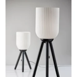 Adesso Kinsley Floor Lamp Black: Modern Style, ETL Listed, Glass Shade, Wood Body, Pull Chain -Adesso GUEST ad32817a 338b 435c 93d7 78edb5c13c8e