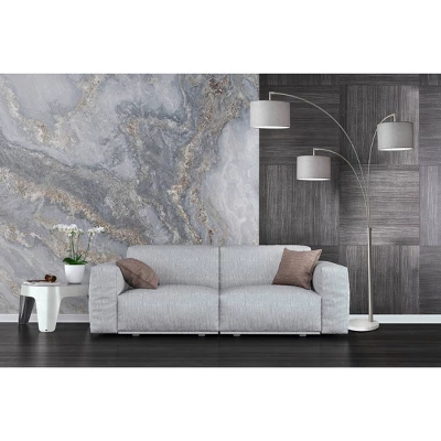 3-Arm Bowery Arc Lamp Brushed Steel - Adesso 1 3-Arm Bowery Arc Lamp Brushed Steel - Adesso