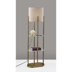 Norman Shelf Floor Lamp Antique Brass - Adesso