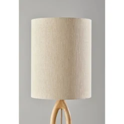 Adesso Mayfair Floor Lamp Natural: ETL Listed, Beige Drum Shade, Metal Base, Rotary Switch