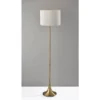 Adesso Eli Floor Lamp Antique Brass: 60" Height, Off-White Linen Shade, 3-Way Rotary Switch