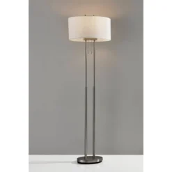 62" Duet Floor Lamp Silver/Ivory - Adesso