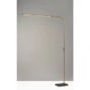 Adesso Cullen Arc Lamp (Includes LED Light Bulb) With Smart Switch Antique Brass: Marble Base, Frosted Diffuser, ETL Listed, Touch Sensor