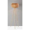 Adesso Montana Floor Lamp Natural: Modern Tripod Design, Pull Chain, UL Listed, Wood Body