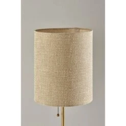 Adesso Tucker Table Lamp Brass: Marble Base, Antique Finish, Beige Polyester Drum Shade, ETL Listed