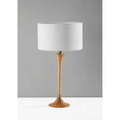 Rebecca Table Lamp Natural Rubberwood With Antique Brass Accent - Adesso -Adesso GUEST d040f429 b9fc 4642 b684 007c04a4fd00