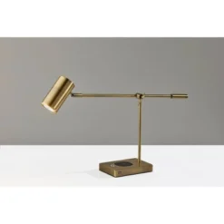 Adesso Collette Charge Desk Lamp (Includes LED Light Bulb) Brass: Modern Style, Touch Sensor, ETL Listed