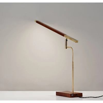 LED Barrett Desk Lamp Walnut/Brass (Includes LED Light Bulb) - Adesso 4 LED Barrett Desk Lamp Walnut/Brass (Includes LED Light Bulb) - Adesso - Image 4