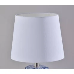 Adesso (Set Of 2) Polly Bonus Table Lamps White And Blue: Ceramic Base, Polyester Drum Shade, ETL Listed -Adesso GUEST da5eb4c3 5ec7 41e3 948d c714ba10c453