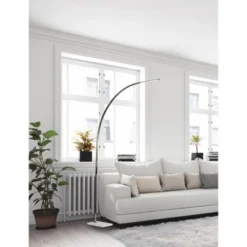 Sonic Arc Floor Lamp With Smart Switch Silver (Includes LED Light Bulb) - Adesso